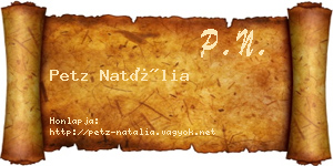 Petz Natália névjegykártya