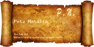 Petz Natália névjegykártya