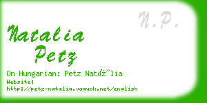 natalia petz business card